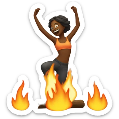 Women dancing in front of a bonfire  sticker