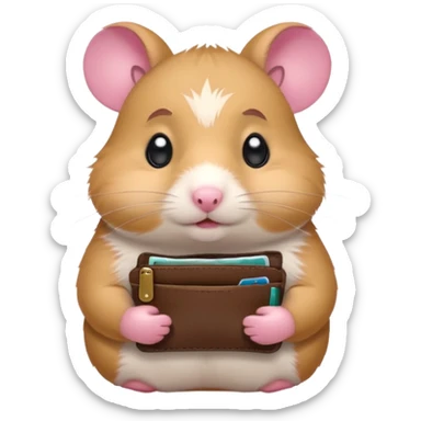 cartoon-style hamster melancholy expression opening his wallet to showcase nothing sticker
