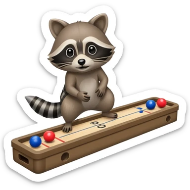 Raccoon playing floor shuffleboard sticker