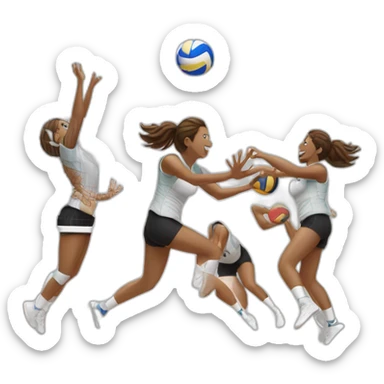 Volleyball players spiking sticker