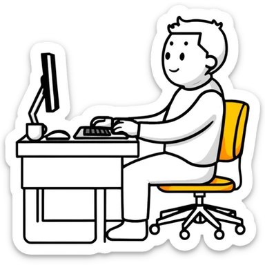 Person sitting at desk with proper ergonomic posture sticker