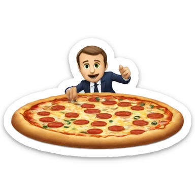 Macron entrain de manger une pizza  sticker
