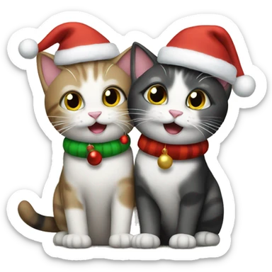 two cats celebrating christmas sticker