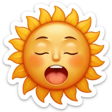 A sleepy sun with tired eyes and yawning sticker