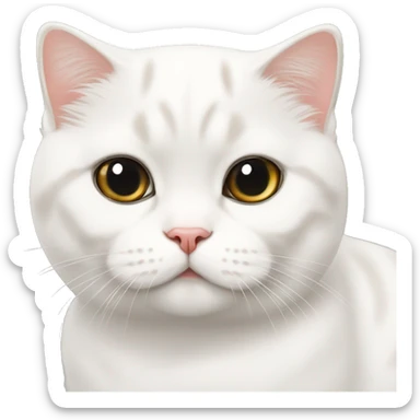 White Scottish fold cat with grapefruit sticker