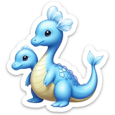 Shiny Exotic Colorful Ethereal Sparkly Lapras-Flaaffy-Amaura-Aurorus-Fakémon-hybrid-creature (full body)  sticker