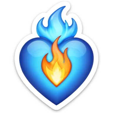 Blue heart with big BLUE flame sticker