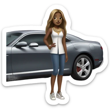 girl with car and jewelry sticker