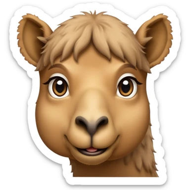 A sweet young male camel with big eyes, soft fur, and a calm, friendly look. sticker