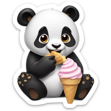 Panda eating ice cream sticker