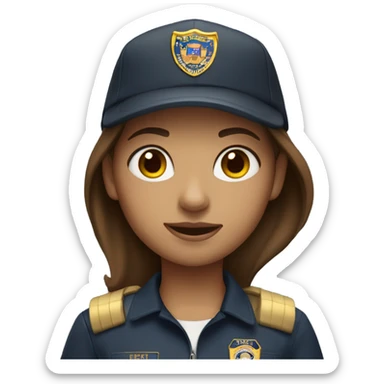 Girl with bronze skin and brown hair wearing FBI cap sticker