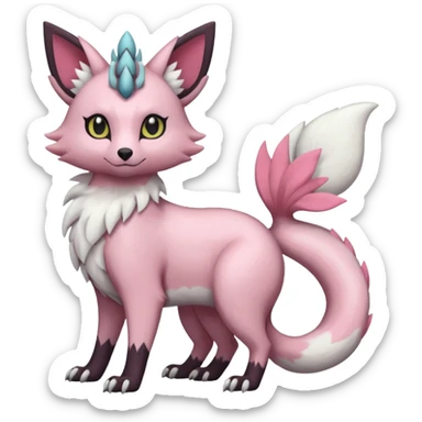 Pastel white rose-pink Reshiram-Umbreon-Genet-Noivern-Civet-Hybrid (Full body) sticker