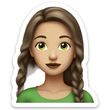Strong green eyed girl with glossy lips and long brown hair sticker