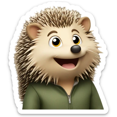 The hedgehog is smiling at full height sticker