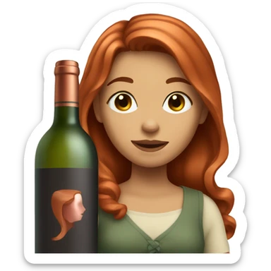 girl with copper hair holds a bottle of wine  sticker