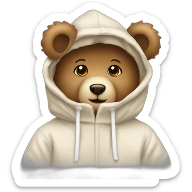 teddy bear in the hood holding send kiss. sticker