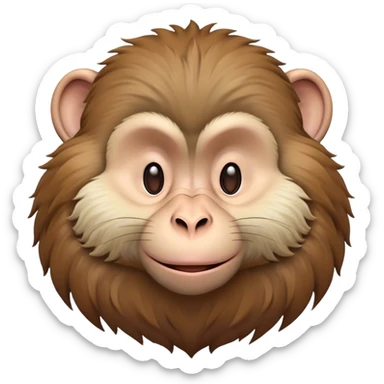 Beautiful and Majestic Cheeky Macaque Portrait Emoji, Head resting in a relaxed, contented smirk with eyes half-closed in a dreamy, playful slumber, showcasing soft, gently ruffled fur and a compact, agile build, Simplified yet exquisitely endearing features, highly detailed, glowing with a soft, radiant light, high shine, serene yet mischievous, stylized with an air of refined playful charm, soft glowing outline, capturing the essence of a beautiful and majestic macaque that embodies both cheeky humor and gentle elegance! sticker