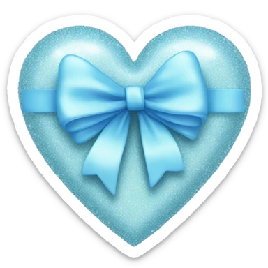 pastel blue sparkly heart with bow sticker
