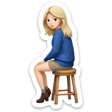 a person sitting on stool with backs turned

 sticker