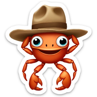 Crab with cow boy hat sticker