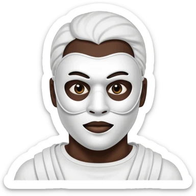 half-man-half-mask dark eyes dark mouth sly face white mask sticker