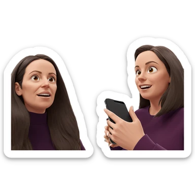 girls with phones indoors sticker