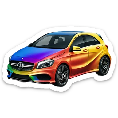 Please make the color of a Mercedes Benz a rainbow color sticker