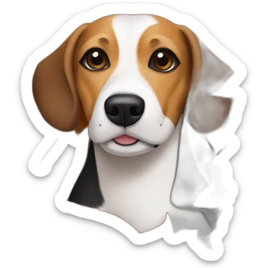 older beagle jack russell mix dog laying in pile of leaves sticker