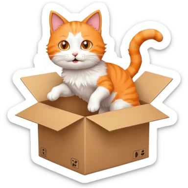 cat jumping inside into a box sticker