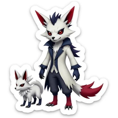 Vampiric feral gothic emo dark Zangoose-Absol-Fakémon-hybrid-creature (full body) sticker