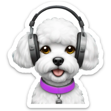 bichon wearing headphones sticker