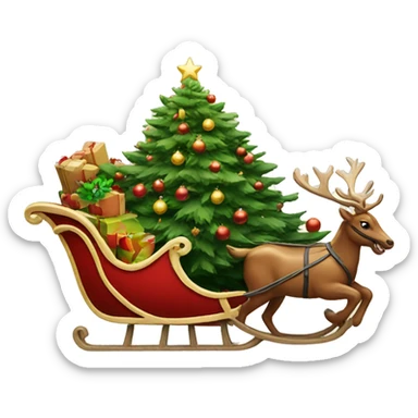Sleigh with a Christmas tree sticker