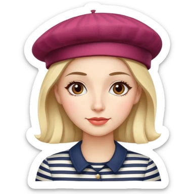 Parisian woman with beret and striped shirt sticker