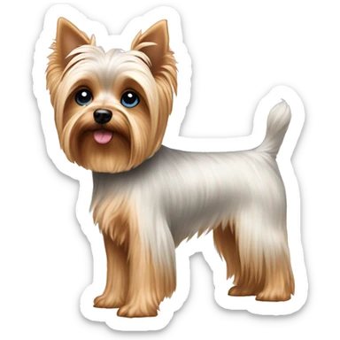 White yorkie with blue eyes wearing pink pajamas sticker