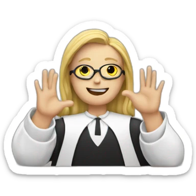 judge shows heart with hands sticker