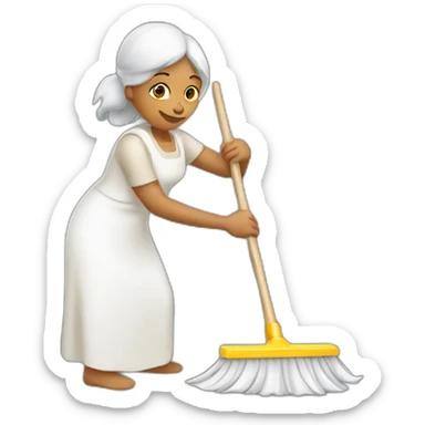 A white Indian lady cleaning sticker