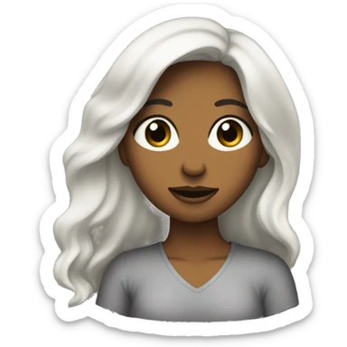 Emoji de una mujer pelo  negro ondulado ojos negros almendrados pestañas largas labiosgruesos  sticker
