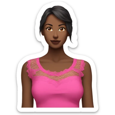  Hot pink top with lace sticker