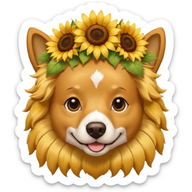 dog with sunflower crown sticker