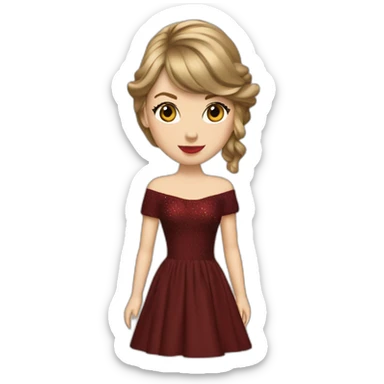 Taylor Swift, marron dress withe a piano sticker