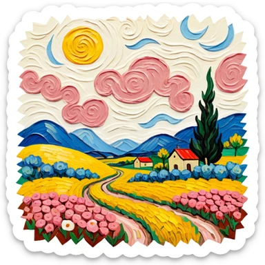 van gogh style abstract SPAM  meat flowers landscape sticker