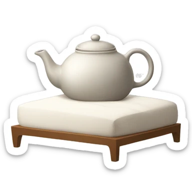 teapot resting on top of a bed sticker