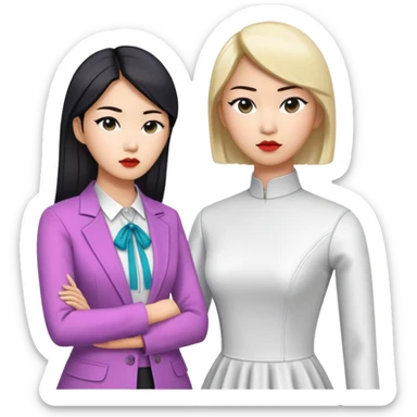 asian female clothing designer, designing kpop clothing on a mannequin sticker