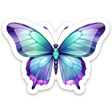 Iridescent Fluorite crystal gemstone butterfly  sticker