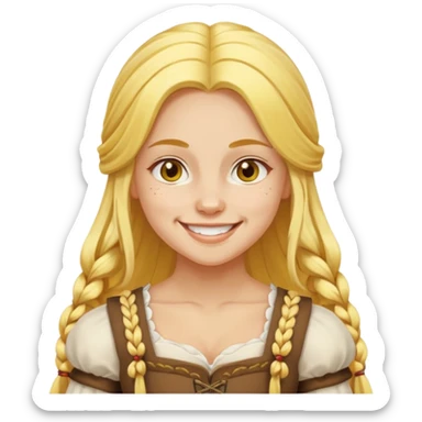 muscled girl from Poland in traditional Polish costume, long yellow hair sticker