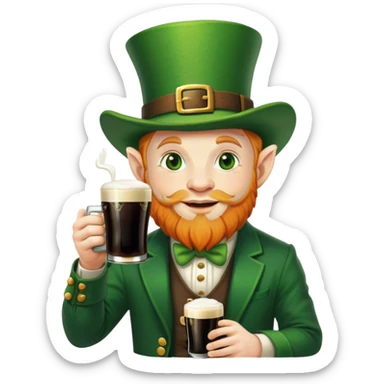 leprechaun drinking guinness  sticker