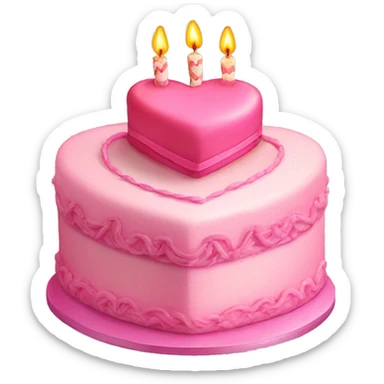 Pink heart shaped fancy birthday cake sticker
