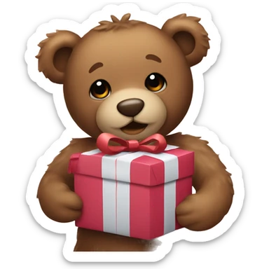 Teddy bear holding presents  sticker
