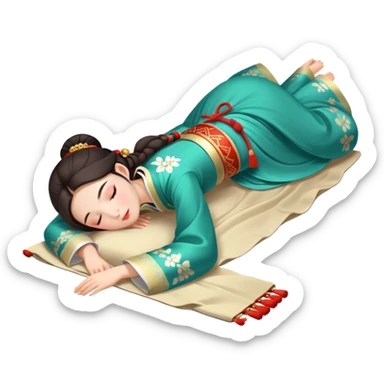 Beautiful girl in Hanfu lying on the ground sleeping sticker