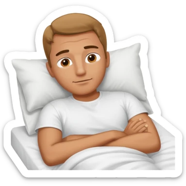 Homem deitado na cama sem coberto sticker